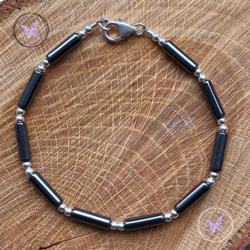 Men’s Silver Hematite Tube Bracelet